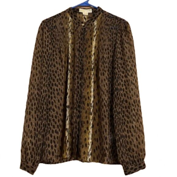 Michael Kors Women’s Animal Print Button Up  Business/Office Casual Blouse Sz-12 - Picture 1 of 7